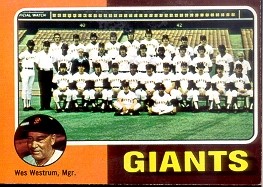1975 Topps Mini Baseball Cards      216     San Francisco Giants CL/Wes Westrum